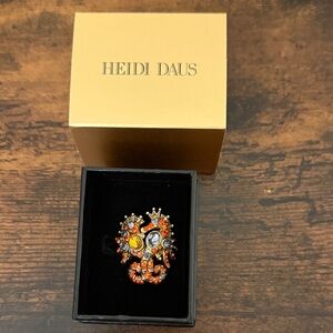 Heidi Daus Vibrant Crystal Ring with Orange and Yellow Accents